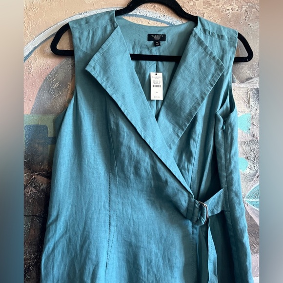 NWT Talbots 100 % Linen Blue Belted Dress size 8P - Picture 11 of 11